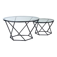 Walker Edison Black Geometric Glass Nesting Tables Set