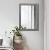 Head West Gray Wood Grain Texture Beveled Edge Bathroom Vanity Mirror