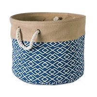 Medium Navy Burlap Diamond Round Bin