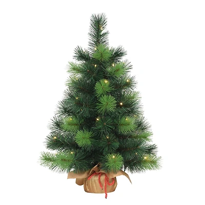 2ft. Pre-Lit Artificial Christmas Tree in Gold Fabric Base, Warm White LED Lights