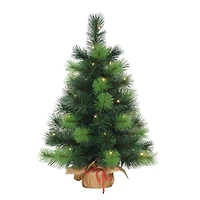 2ft. Pre-Lit Artificial Christmas Tree in Gold Fabric Base, Warm White LED Lights