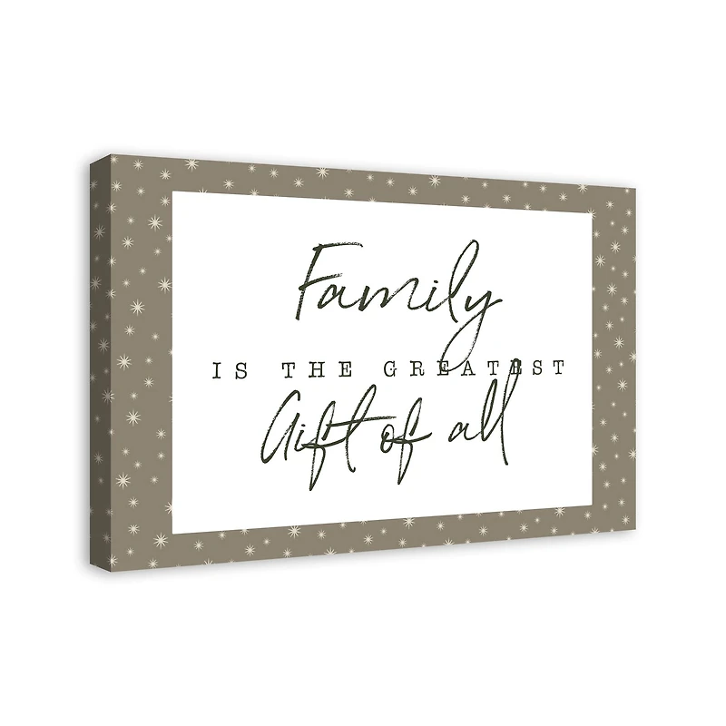 Family Greatest Gift Gray Twinkle Canvas Wall Art