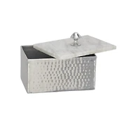 Gray Rectangular Aluminum Jewelry Box with Stoneware Lid