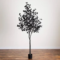 8ft. Pre-Lit Artificial Halloween Black Eucalyptus Tree with 540 Orange & Purple LED Lights
