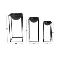 Black Metal Modern Planter Set