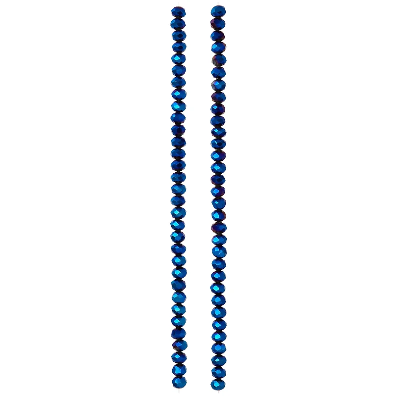 Sapphire Faceted Glass Rondel Beads, 4mm by Bead Landing™