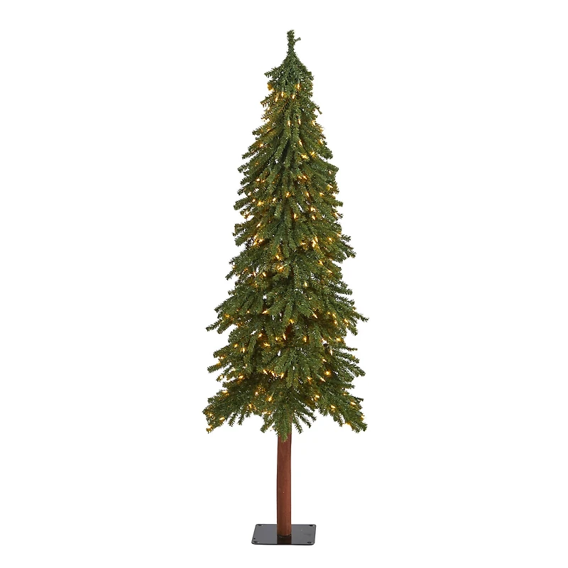 6ft. Pre-Lit Grand Alpine Artificial Christmas Tree, Clear LED Lights