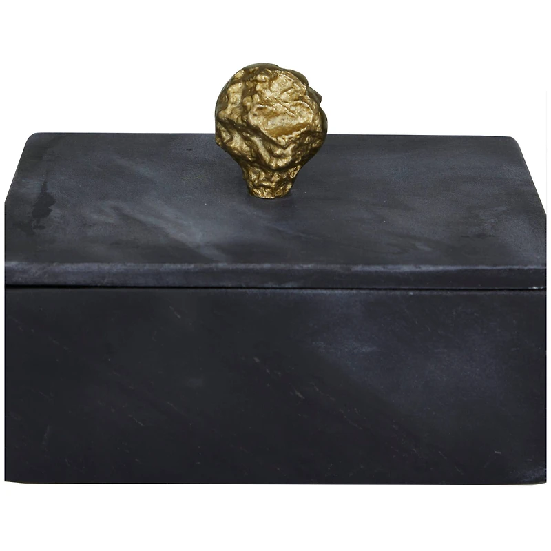 Black Marble Box with Gold Finial Set