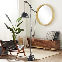 79" Black Metal Industrial Floor Lamp