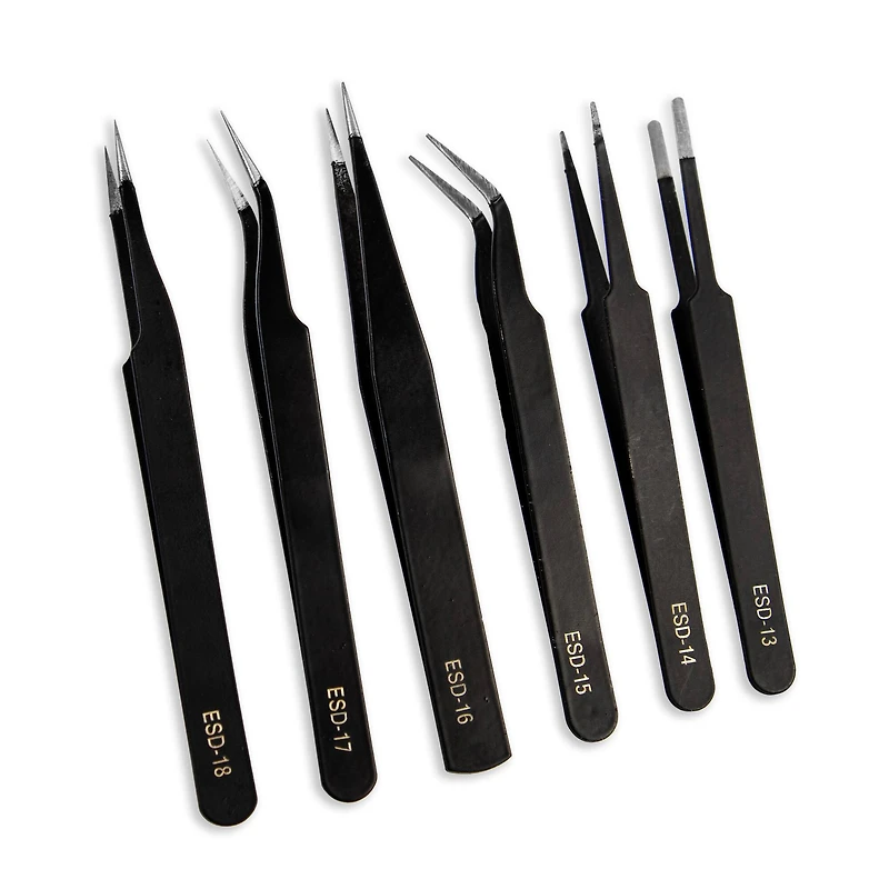 12 Piece Precision Tweezer Set with Case by Bead Landing™