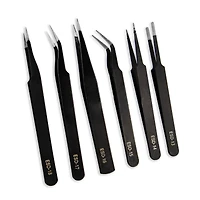12 Piece Precision Tweezer Set with Case by Bead Landing™