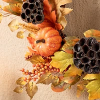 Glitzhome® 24" Fall Pumpkin Leaf Floral Wreath