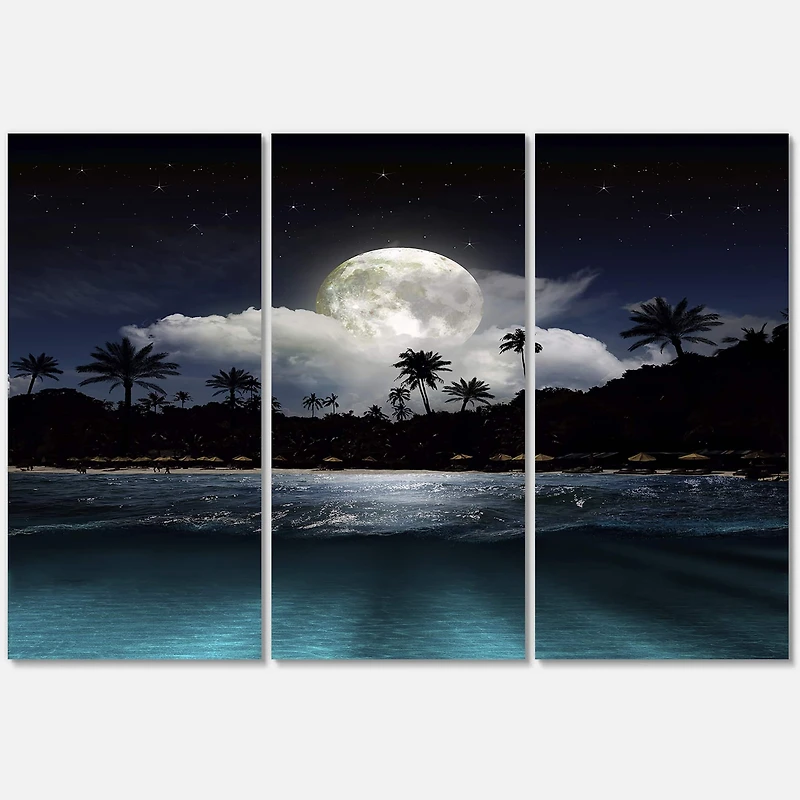 Designart - Fishing Boat Under Tropical Full Moon