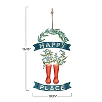 Hello Honey® Farmhouse Metal Boots & Flowers Hanging Wall Art