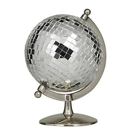 The Novogratz Silver Stainless Steel Glam Globe, 8" x 7" x 10"