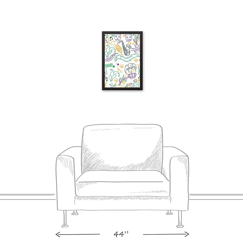 Mardi Gras Things Black Floating Framed Canvas