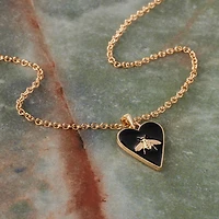 Gold & Black Heart Bee Pendant by Bead Landing™