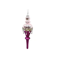 8.75" Pink & Silver Glass Teardrop Ornament by Ashland®