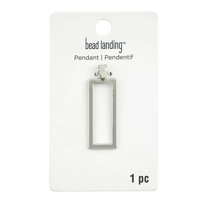 Rhodium Open Rectangle Pendant by Bead Landing™