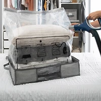 Simplify Heather Gray 2-in-1 Under The Bed Vacuum Storage Bag & Tote