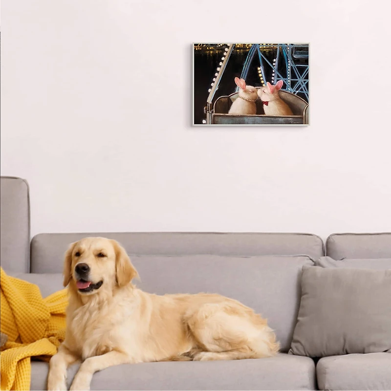 Stupell Industries Rabbit Couple Romantic Ferris Wheel Kiss Wall Plaque