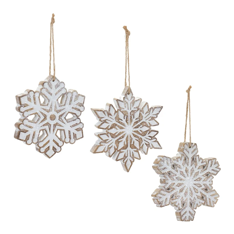 4.75" Glittered Snowflake Ornament Set