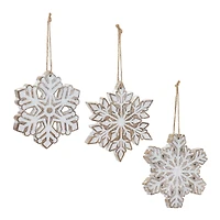 4.75" Glittered Snowflake Ornament Set