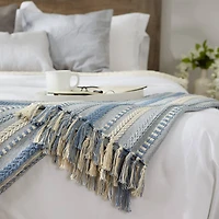 DII® Stonewash Blue Braided Stripe Throw