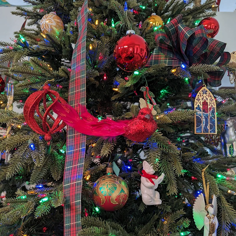 Glittered Bird With Feather Tail Christmas Clip On Ornament - 7" - Red