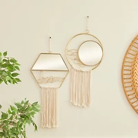 Gold Metal Contemporary Hanging Wall Mirrors Set 