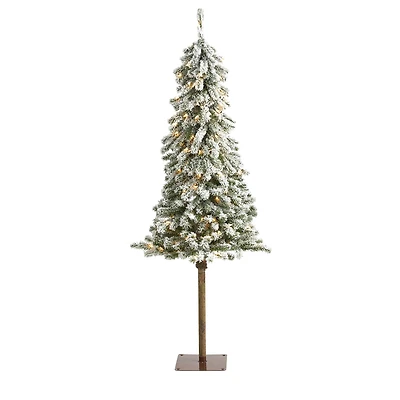 5ft. Pre-Lit Flocked Alpine Artificial Christmas Tree, Clear Lights