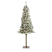 5ft. Pre-Lit Flocked Alpine Artificial Christmas Tree, Clear Lights