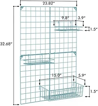 NEX™ Blue Wire Grid Storage Panel with 3 Wire Baskets