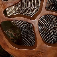 25" Brown Teak Wood Contemporary Sculpture