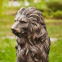 Glitzhome® 2ft. Oversized Bronze Sitting Lion Garden Statue