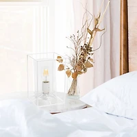 Lalia Home White Framed Table Lamp with Clear Cylinder Glass Shade