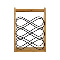 15" Brown Wood Rustic Wine Holder