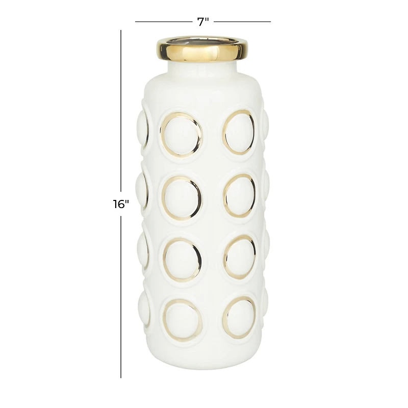 White Stoneware Contemporary Vase, 16" x 6" x 7"