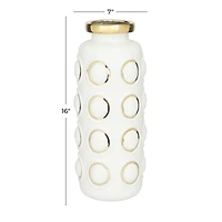 White Stoneware Contemporary Vase, 16" x 6" x 7"