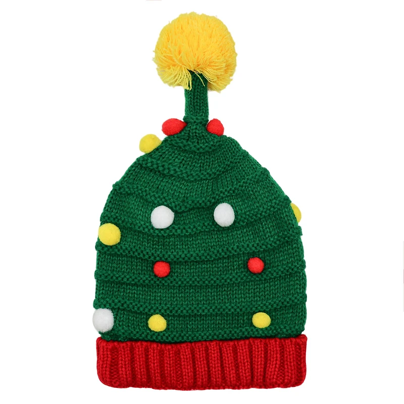 Green & Red Pom Pom Elf Beanie by Celebrate It™