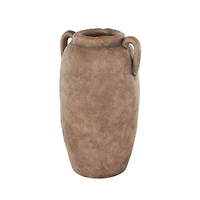 16.5" Copper Antique-Style Textured Ceramic Vase with Handles