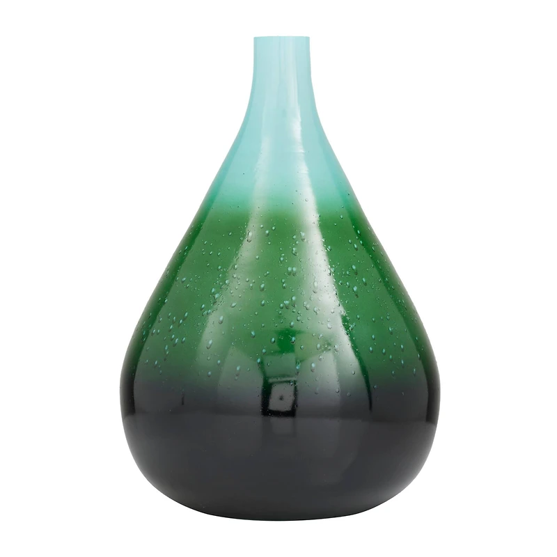18" Green Glass Modern Vase