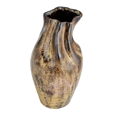 Hello Honey® 10.5" Multicolor Hand-Painted Stoneware Organic Vase with Reactive Glaze