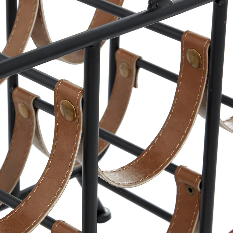 16" Black Metal Contemporary Wine Rack