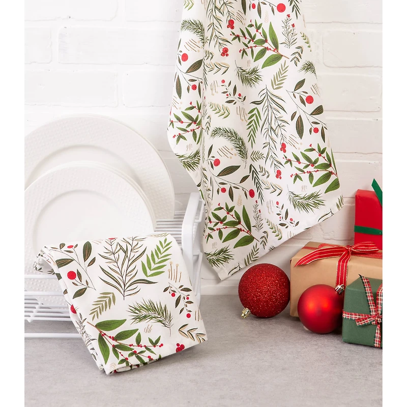 DII® Holiday Sprigs Printed Dishtowel Set