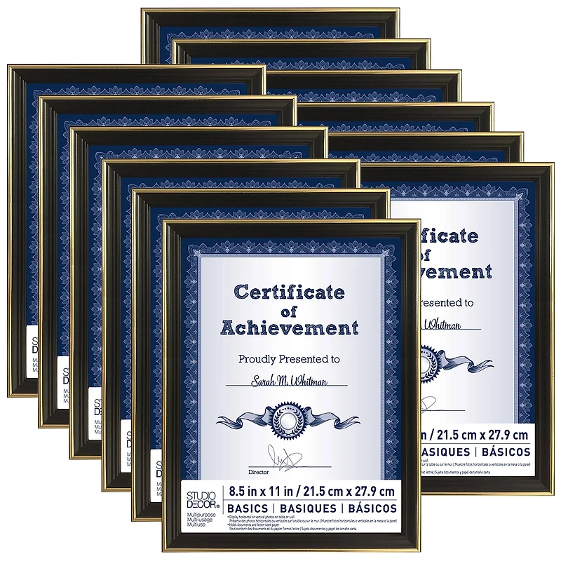 12 Pack: Black & Gold Multipurpose 8.5" x 11" Frame, Basics by Studio Décor®