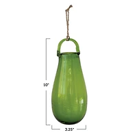 Hello Honey® 10" Green Hand Blown Glass Hanging Vase