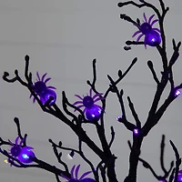 2ft. Pre-Lit Artificial Halloween Spider Twig Tree with 24 Purple LED Lights