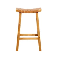 Brown Wood Rustic Bar Stool 30" x 18" x 11"