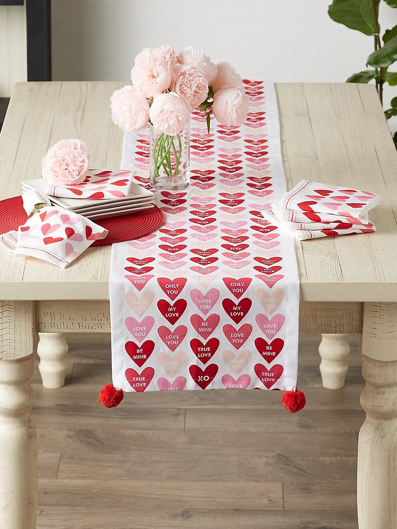 DII® 72" Conversation Hearts Print Table Runner
